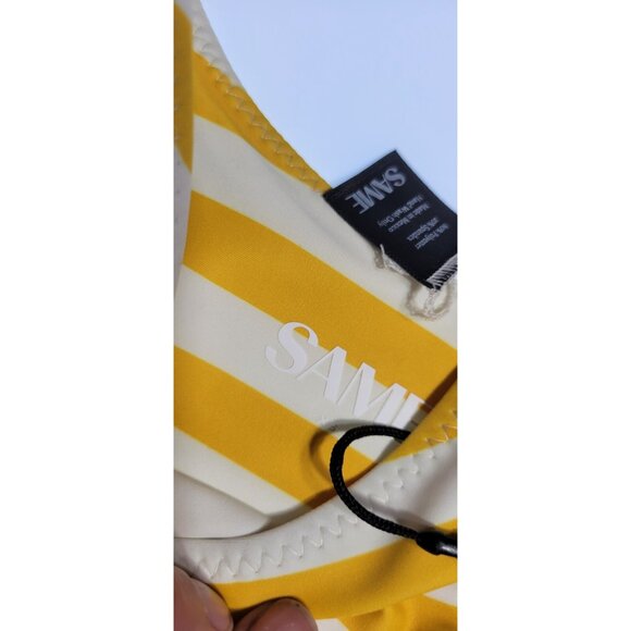 SAME Los Angeles Bottom Swim Womens High Rise Striped Yellow/White Medium NWT - Picture 6 of 6